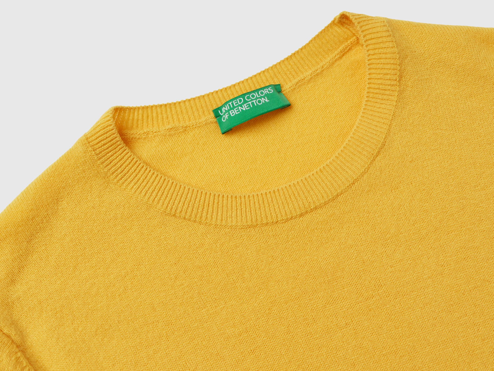 Suéter de cuello redondo de lana merino da donna giallo 3 | Benetton Outlet