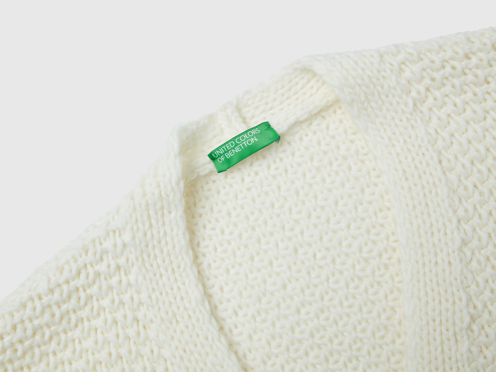 Open cardigan in wool and alpaca blend da donna bianco 3 | Benetton Outlet