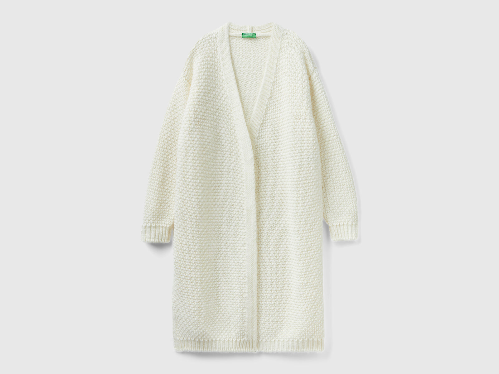 Open cardigan in wool and alpaca blend da donna bianco | Benetton Outlet