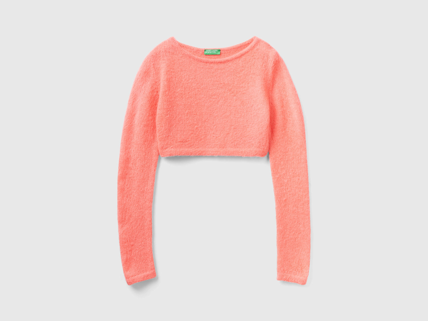 Maglia cropped in misto mohair da donna salmone | Benetton Outlet