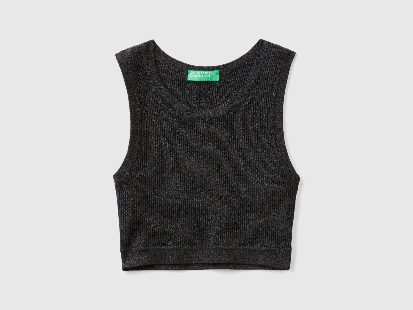 Brassiere a costine con lurex da donna nero | Benetton Outlet