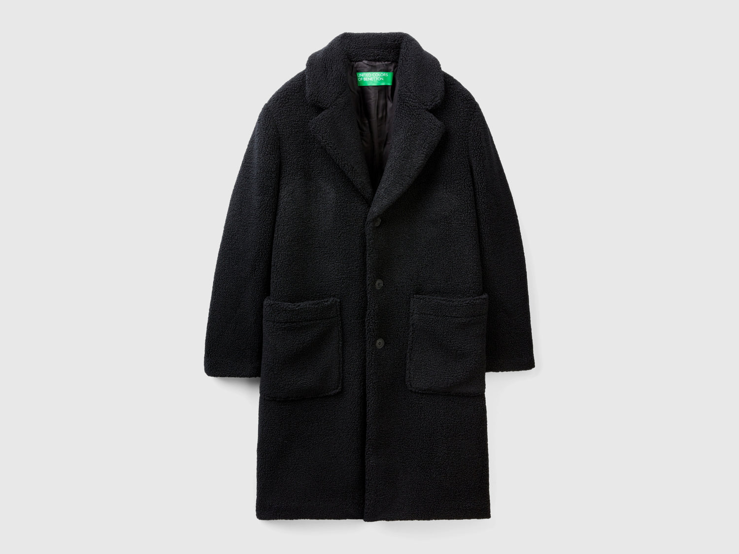 Cappotto teddy da uomo nero | Benetton Outlet