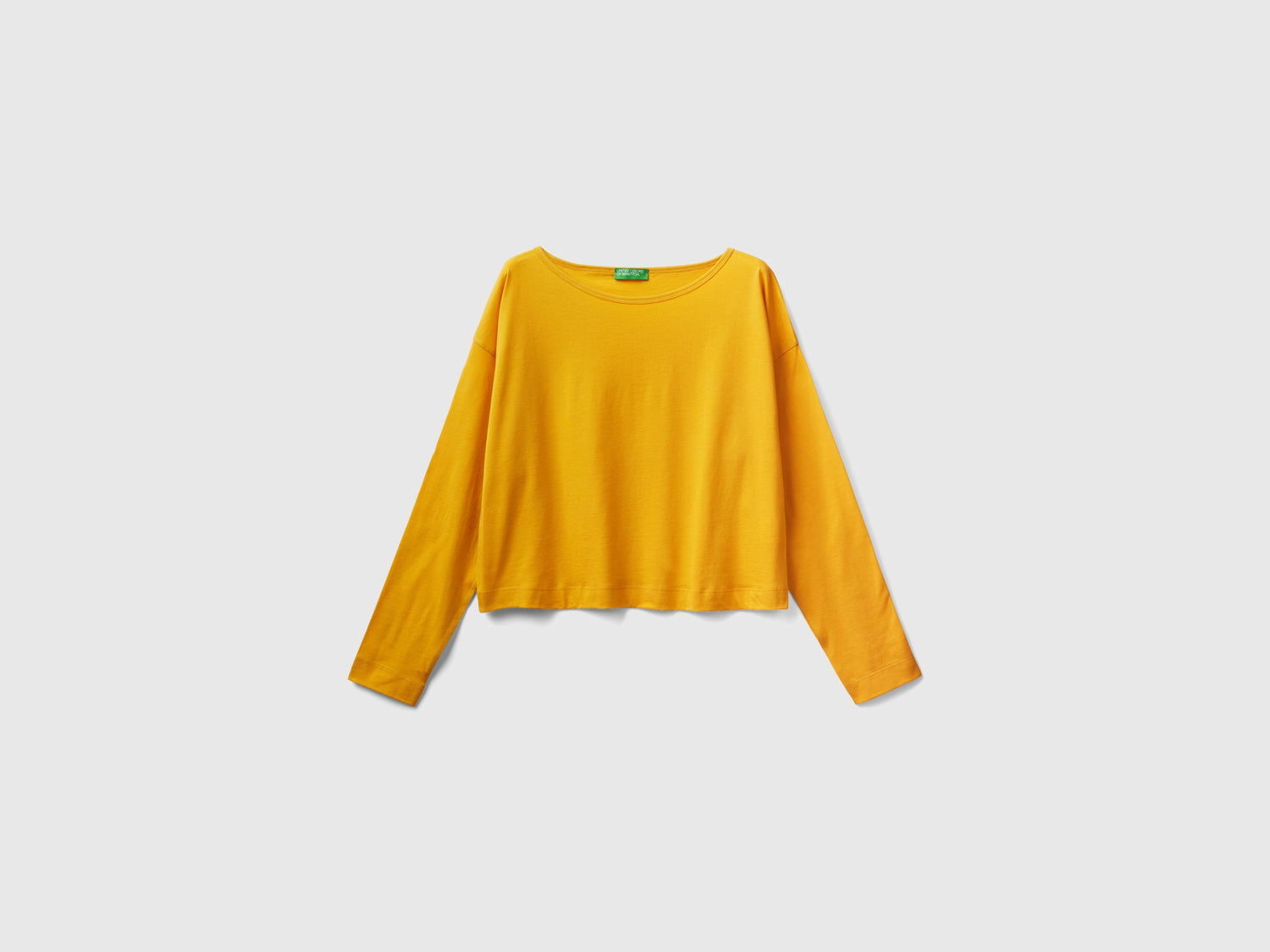 T-shirt ocra in cotone a fibra lunga da donna giallo | Benetton Outlet