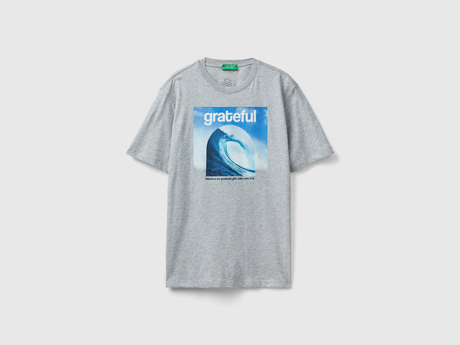 Pure organic cotton T-shirt da uomo grigio chiaro | Benetton Outlet