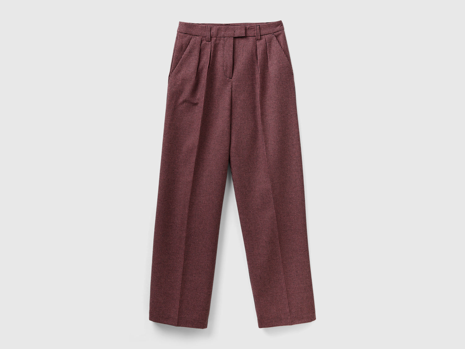 Pantaloni pied de poule con gambia morbida da donna rosa | Benetton Outlet