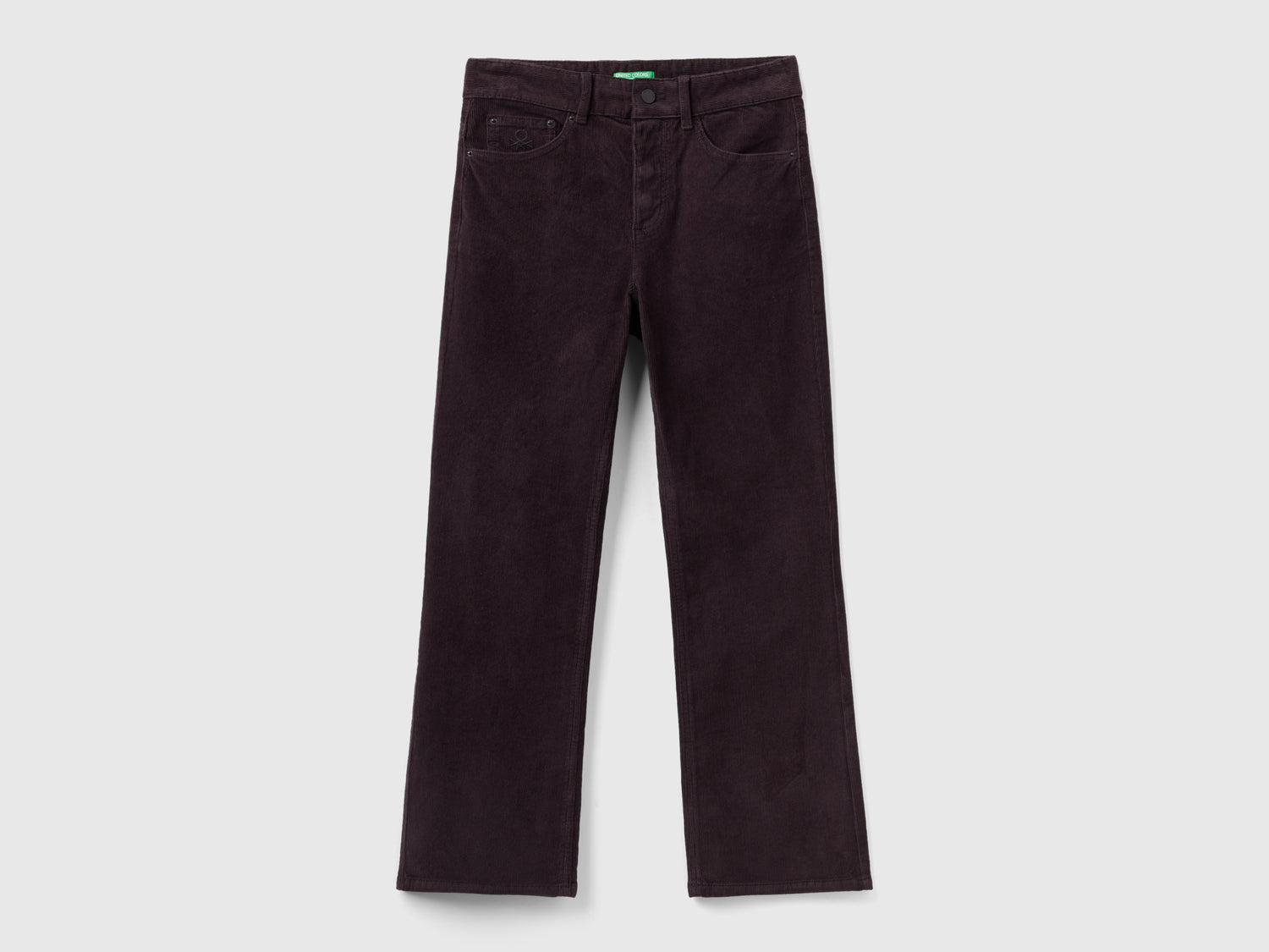 Pantaloni cinque tasche in velluto da donna nero | Benetton Outlet