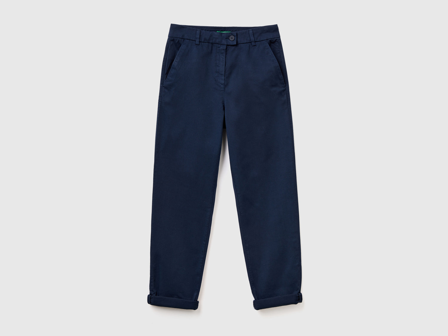 Pantaloni chino in cotone stretch da donna blu scuro | Benetton Outlet
