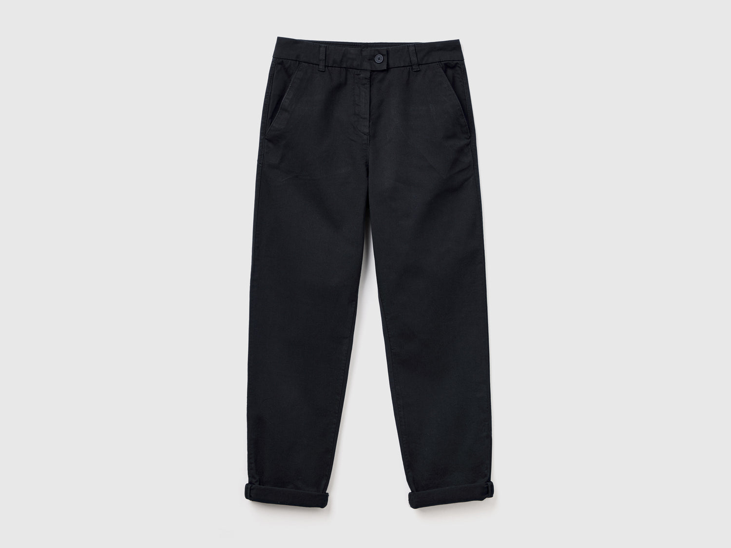 Pantaloni chino in cotone stretch da donna nero | Benetton Outlet
