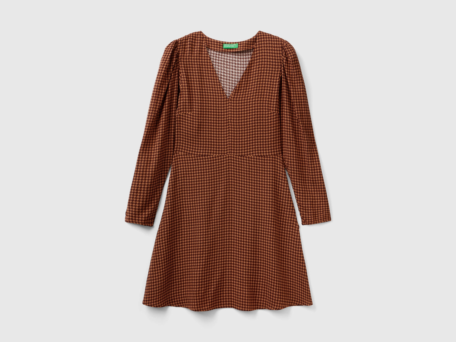 Patterned viscose dress da donna marrone | Benetton Outlet