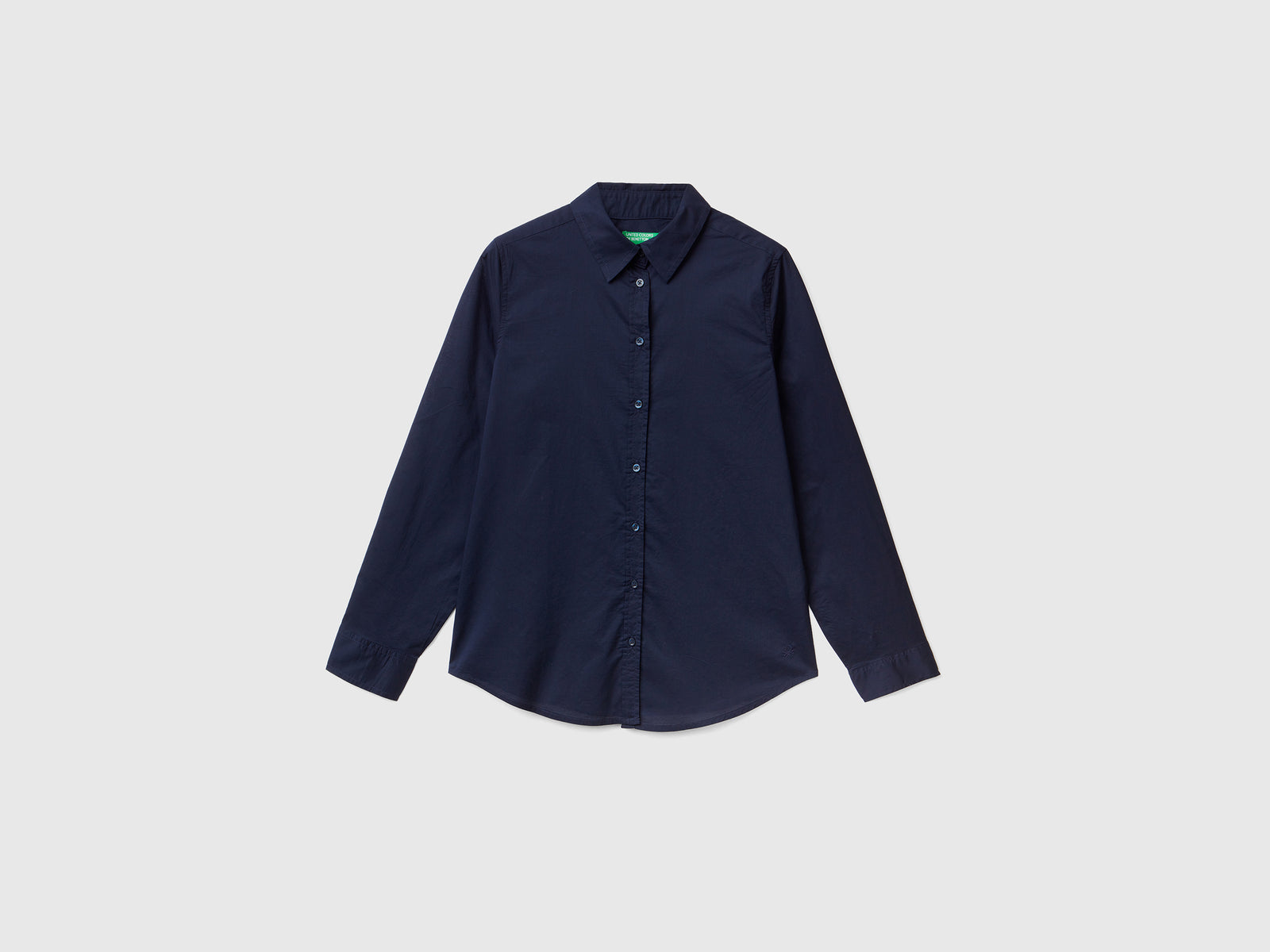 Lightweight cotton shirt da donna blu scuro | Benetton Outlet