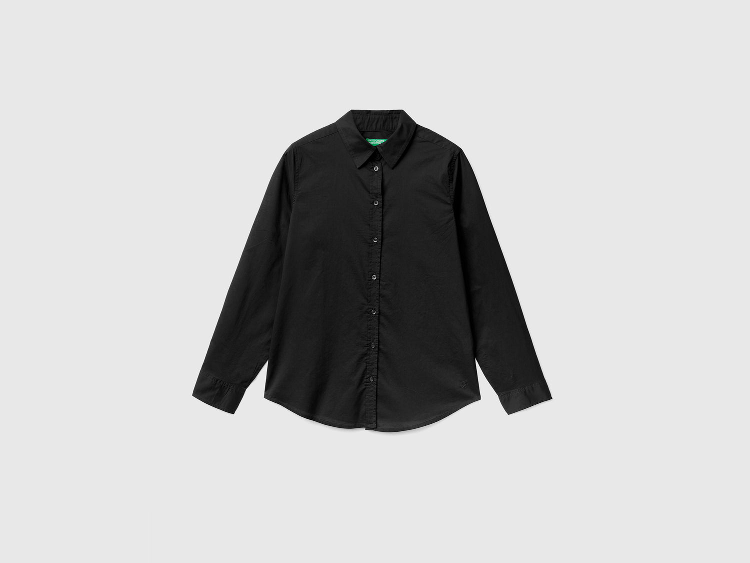 Camicia in cotone leggero da donna nero | Benetton Outlet