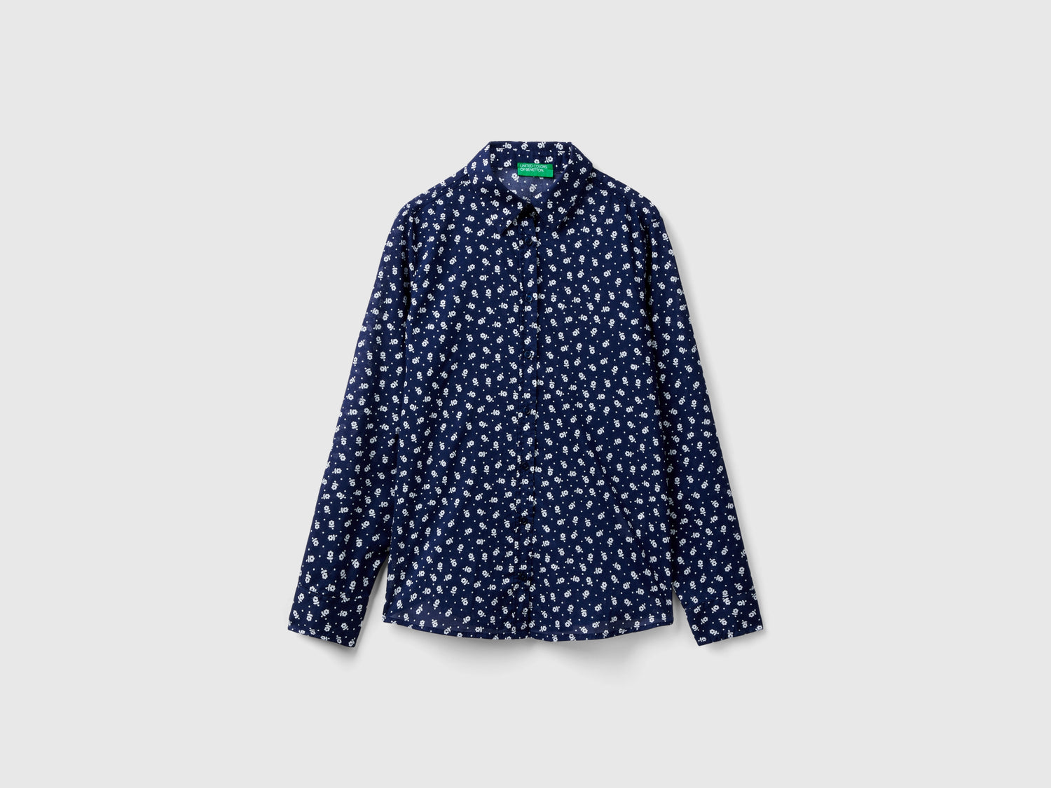 Camicia a fiori da donna blu scuro | Benetton Outlet