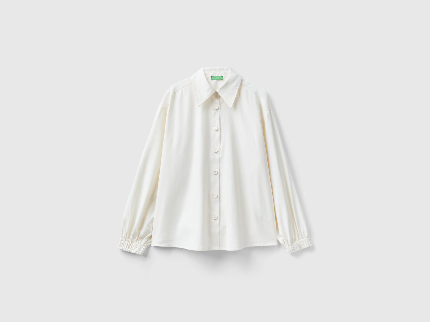 Camicia in viscosa e lino da donna bianco panna | Benetton Outlet