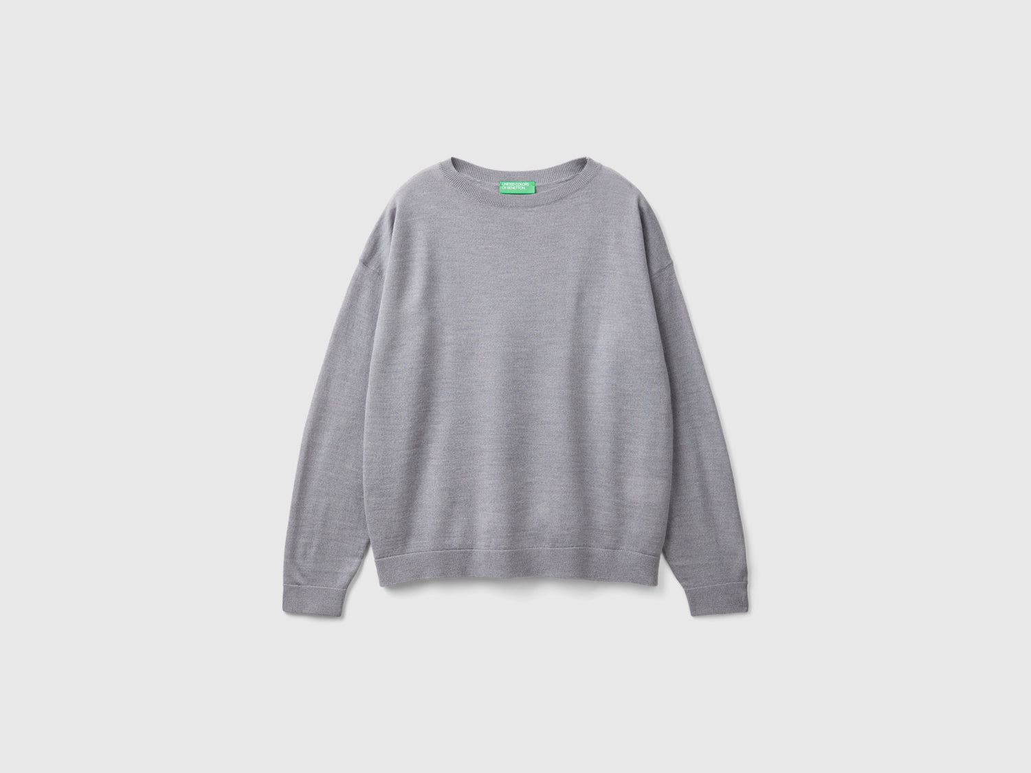 Maglia con scollo a barchetta in pura lana Merino da donna grigio chiaro | Benetton Outlet