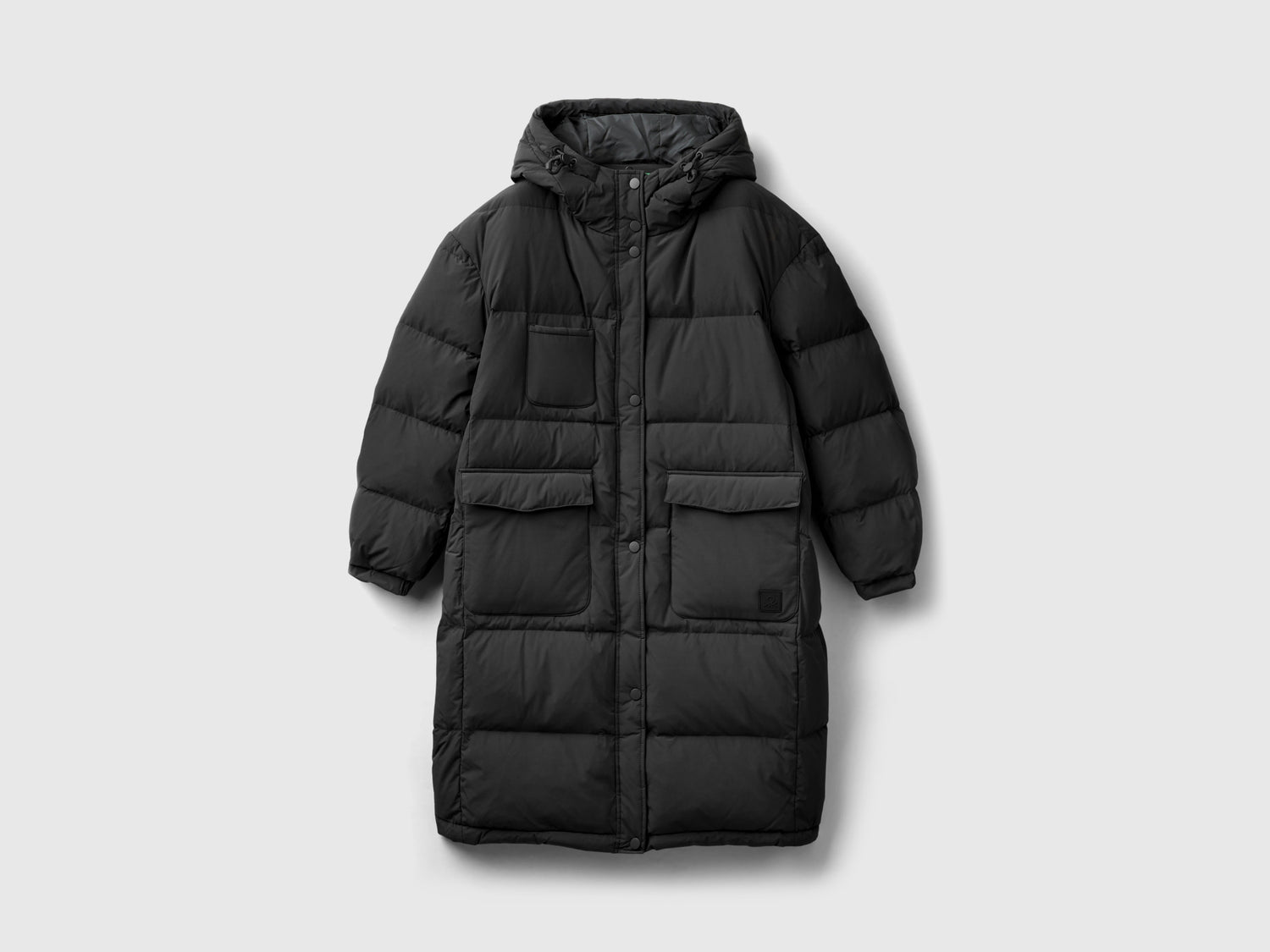 Piumino lungo imbottito con piuma riciclata da donna nero | Benetton Outlet