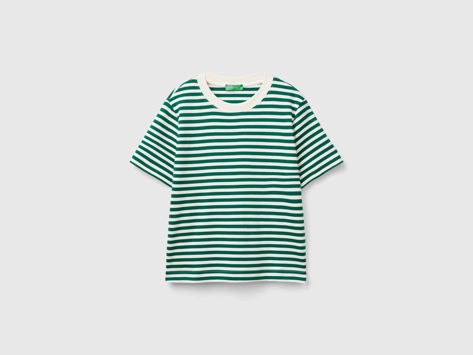 Maglietta a righe in caldo cotone da donna verde | Benetton Outlet