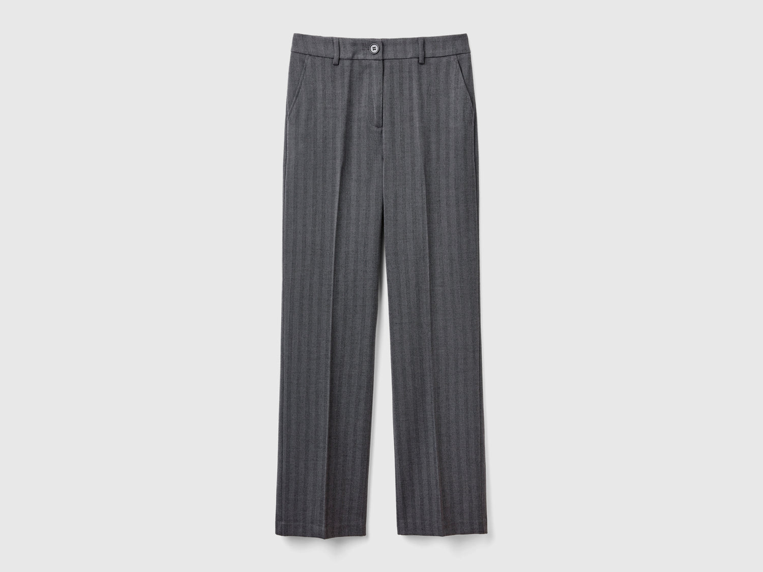 Pantaloni dritti in misto viscosa da donna grigio scuro | Benetton Outlet
