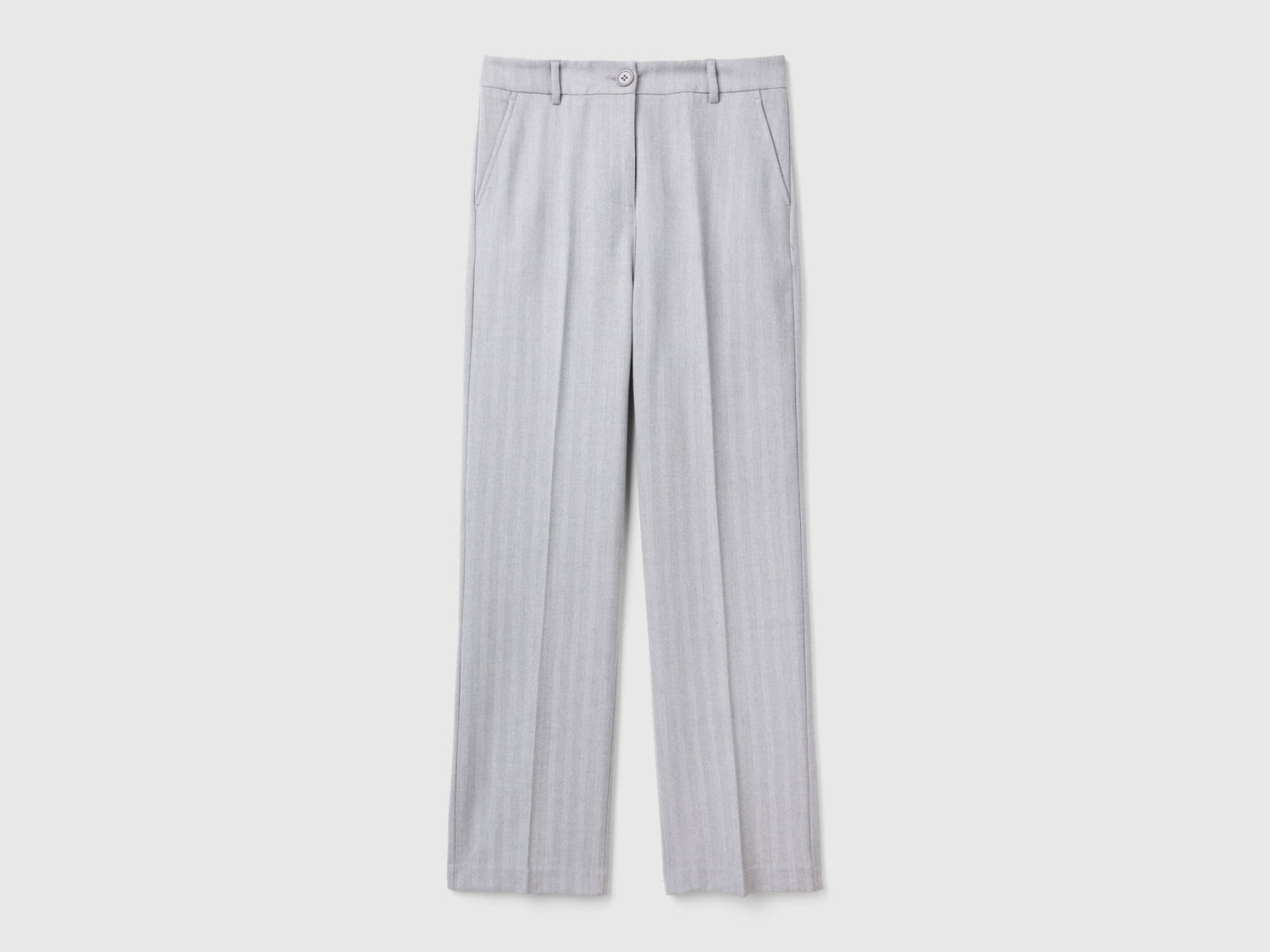Pantaloni dritti in misto viscosa da donna grigio chiaro | Benetton Outlet