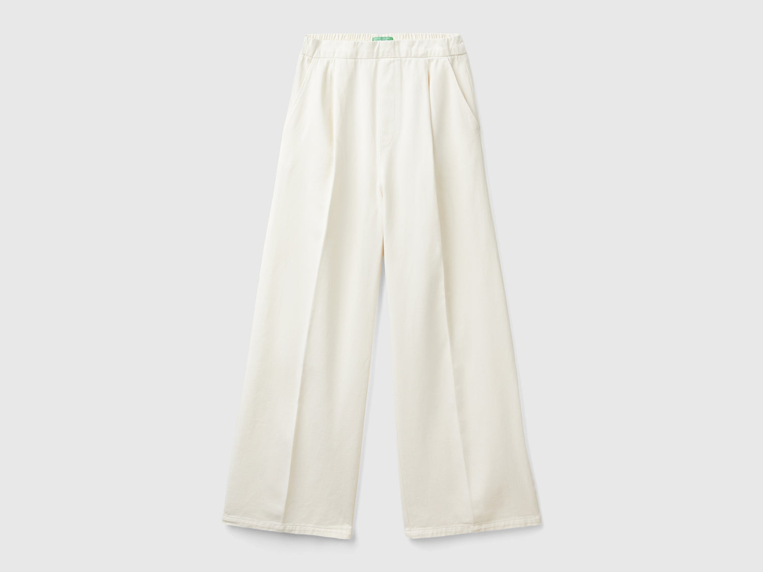 Pantaloni palazzo a vita alta da donna bianco panna | Benetton Outlet