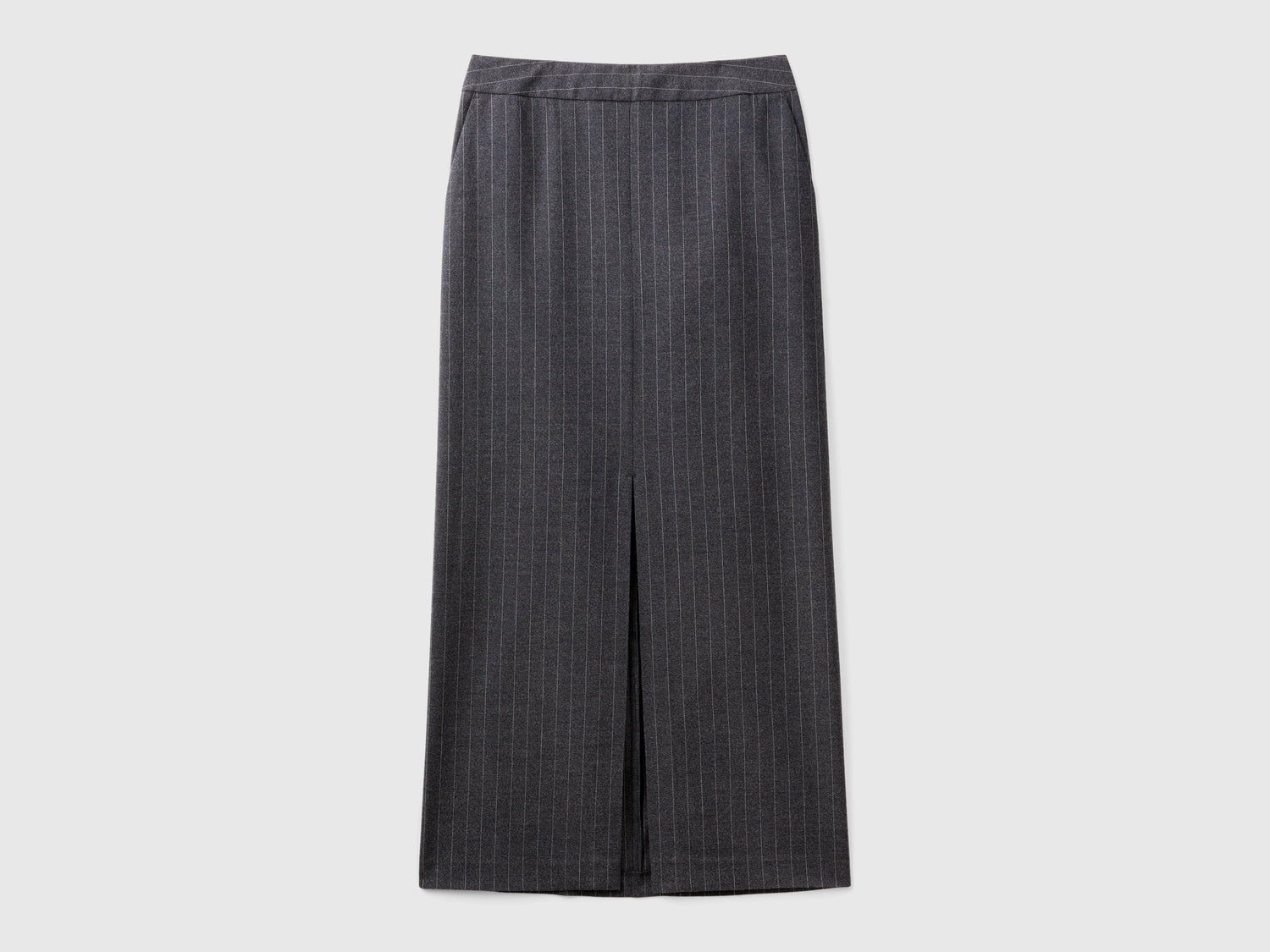 Gonna midi gessata da donna grigio scuro | Benetton Outlet