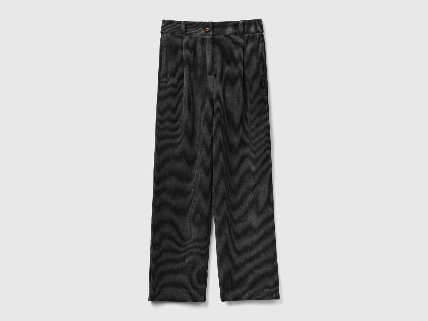 Pantaloni in velluto a costine da donna nero | Benetton Outlet