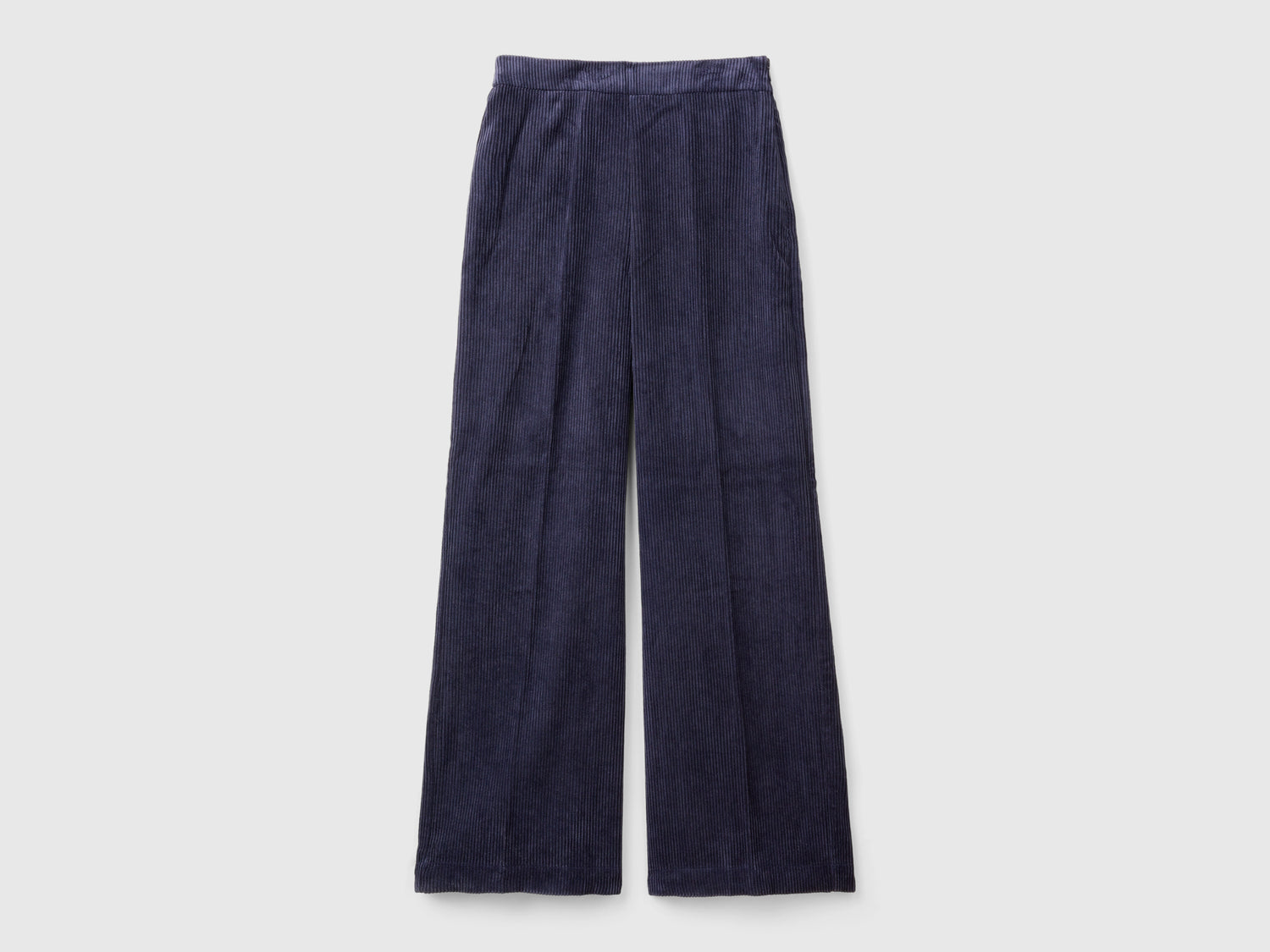 Pantaloni flare fit in velluto da donna blu scuro | Benetton Outlet