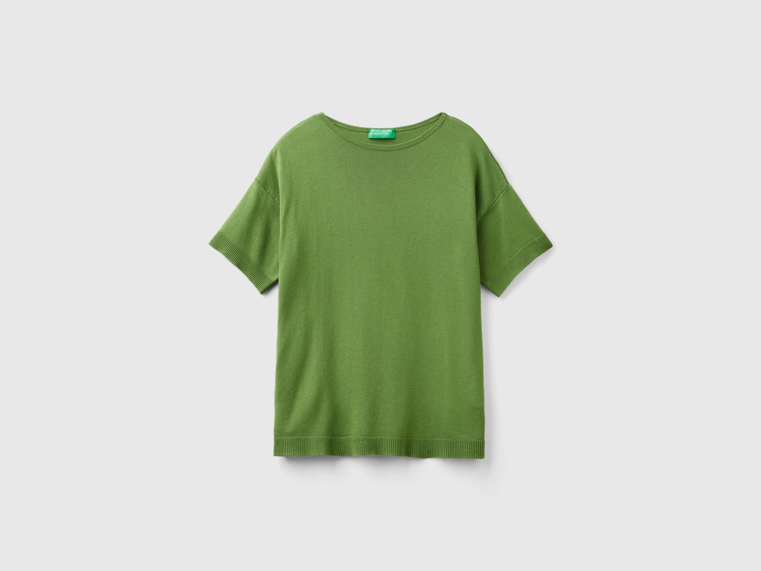 Maglia a manica corta da donna verde militare | Benetton Outlet