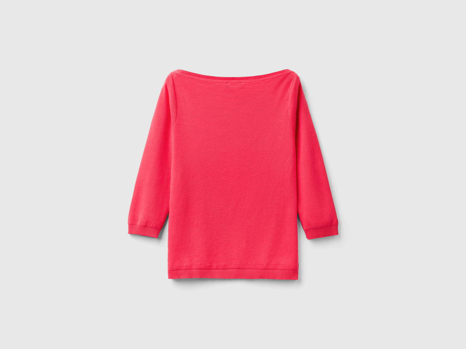 Maglia 100% cotone con scollo a barchetta da donna fucsia 2 | Benetton Outlet