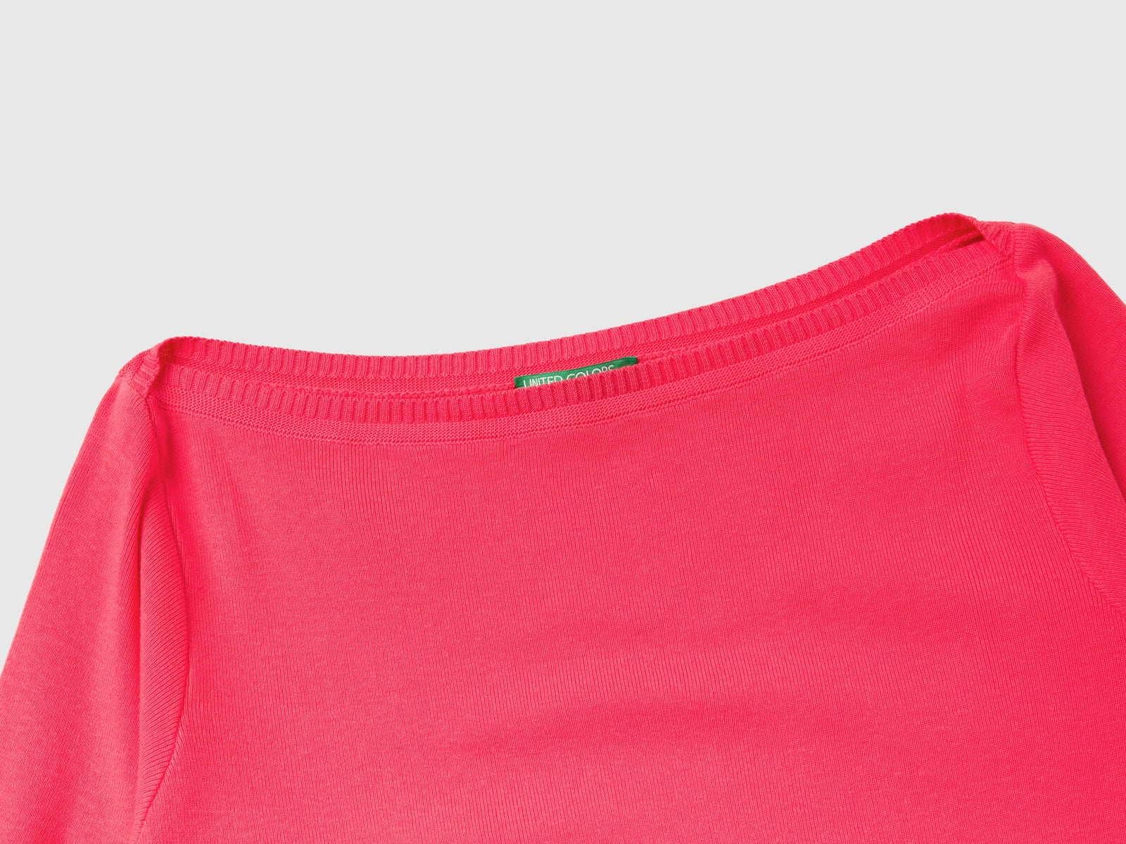 Maglia 100% cotone con scollo a barchetta da donna fucsia 3 | Benetton Outlet