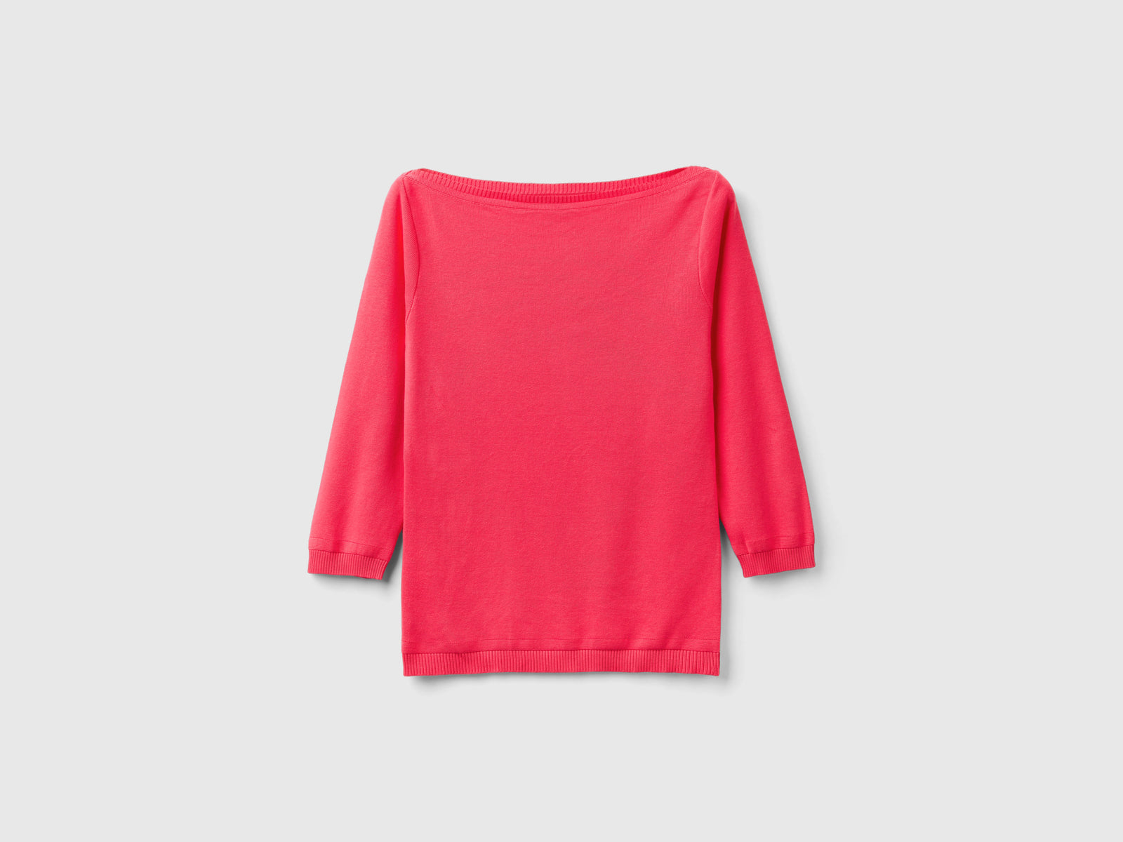 Maglia 100% cotone con scollo a barchetta da donna fucsia | Benetton Outlet