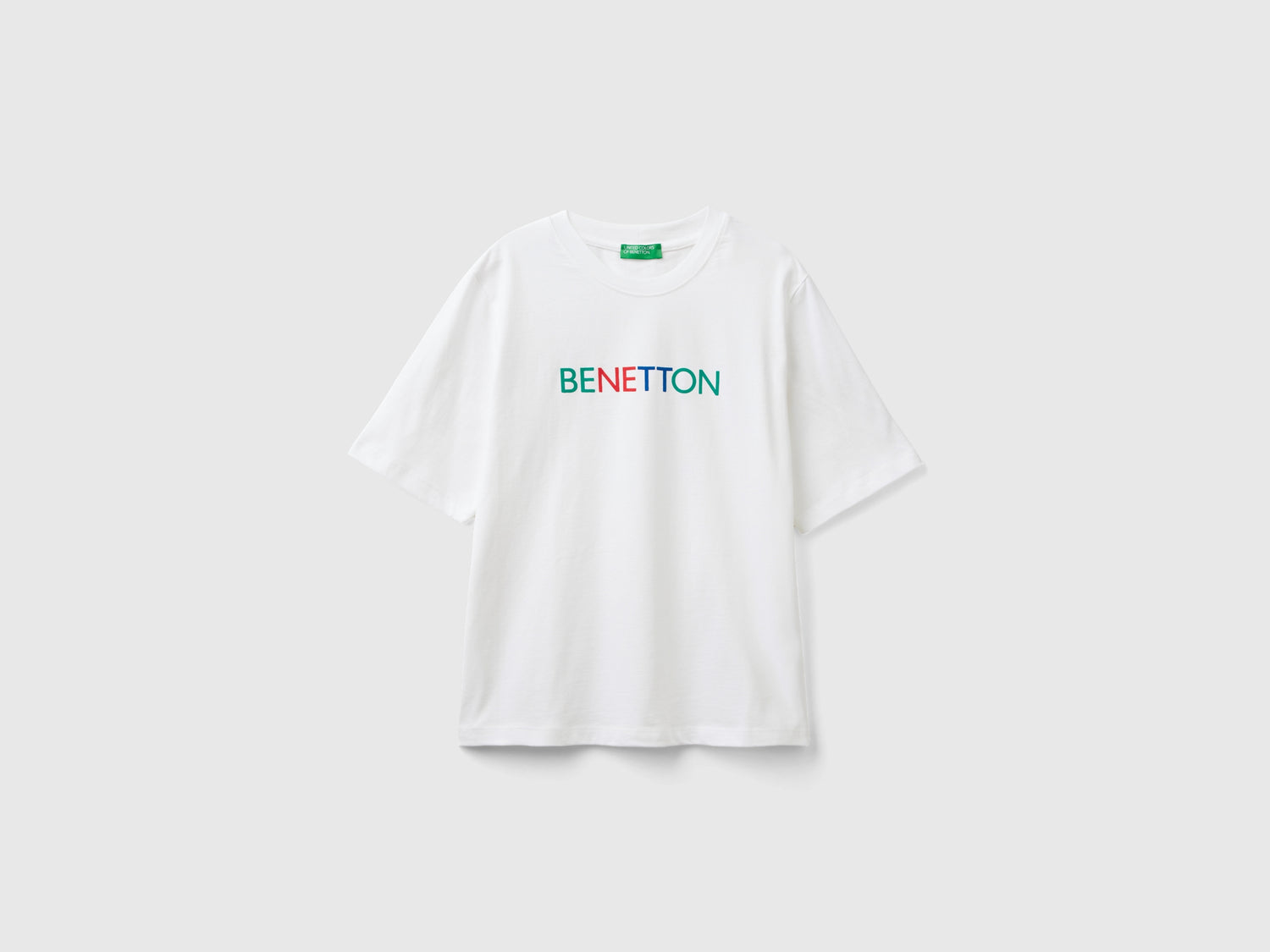 T-shirt con stampa logo da donna bianco | Benetton Outlet