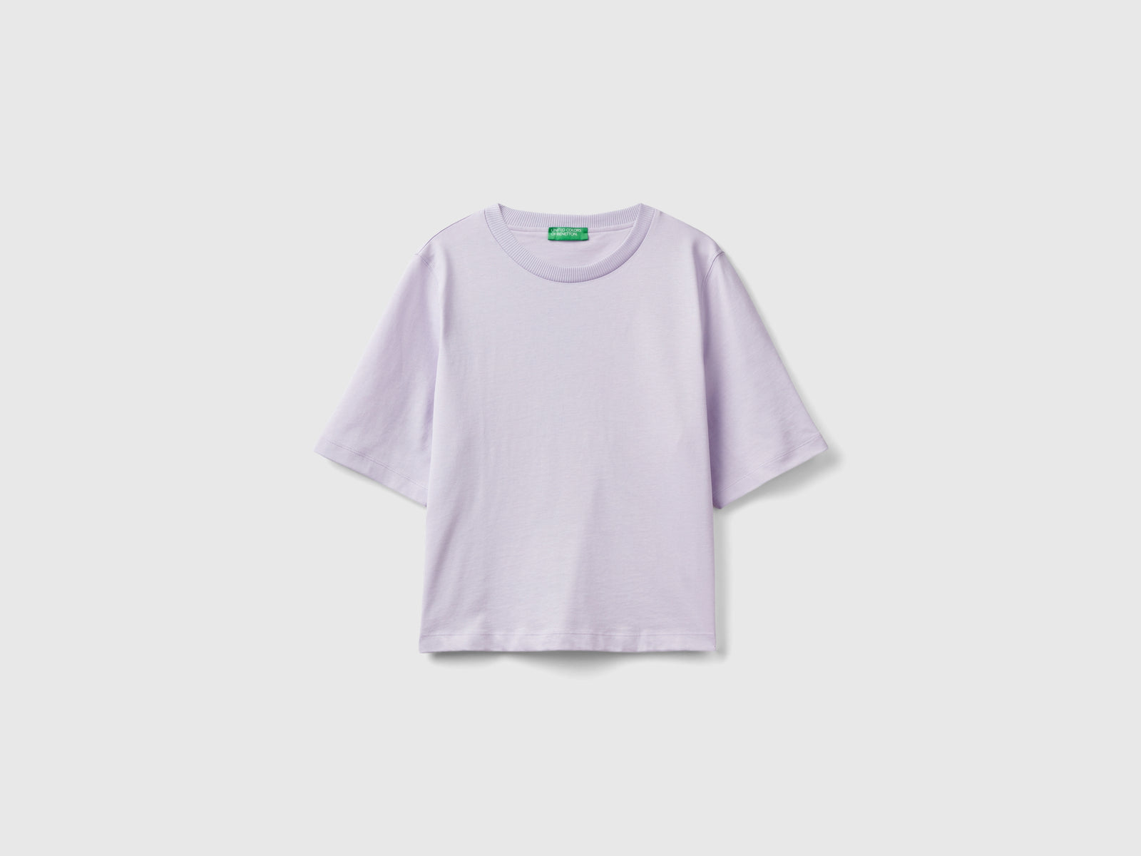 T-shirt boxy fit 100% cotone da donna lilla | Benetton Outlet