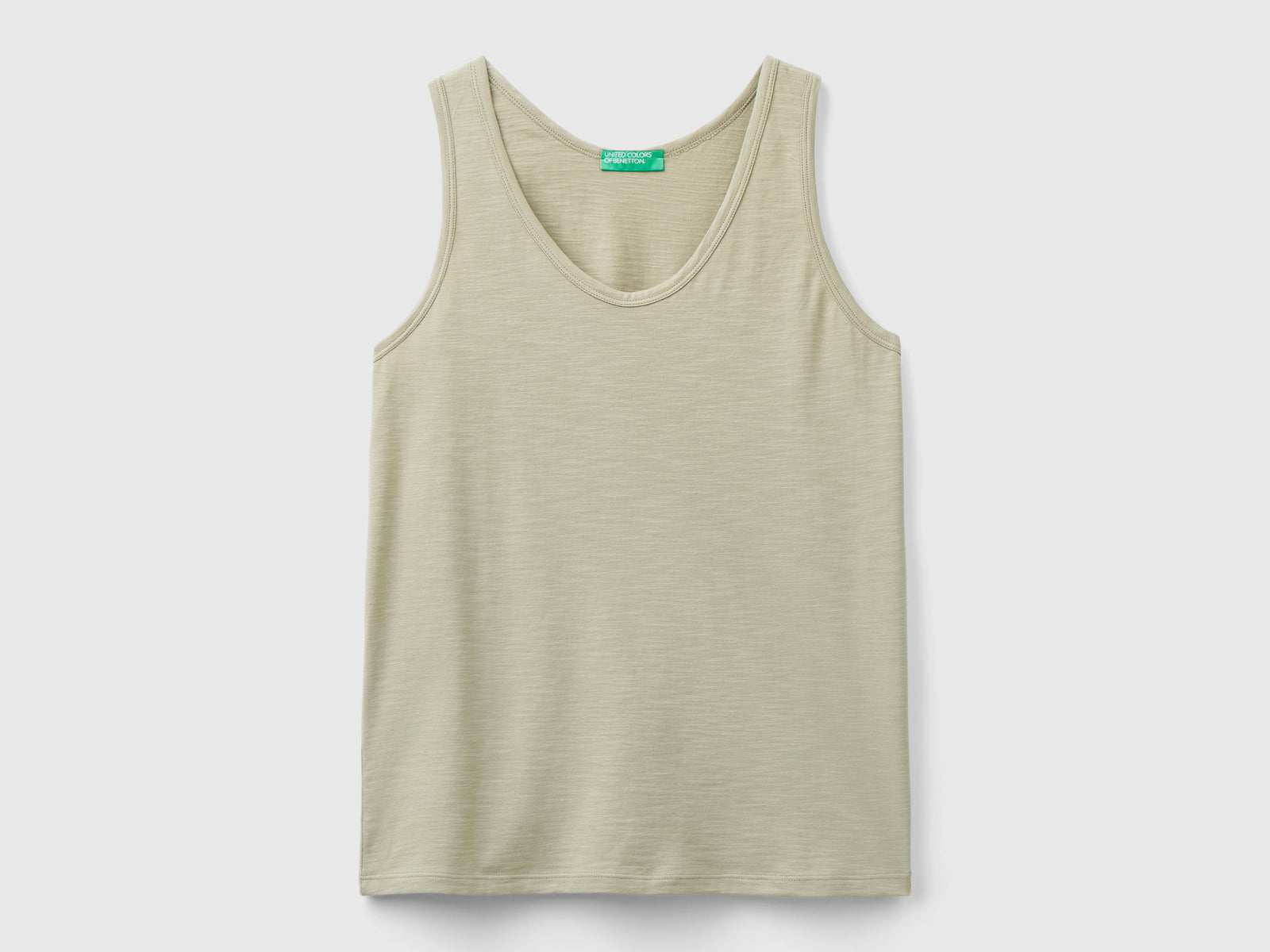 Canotta in cotone leggero da donna verde militare | Benetton Outlet