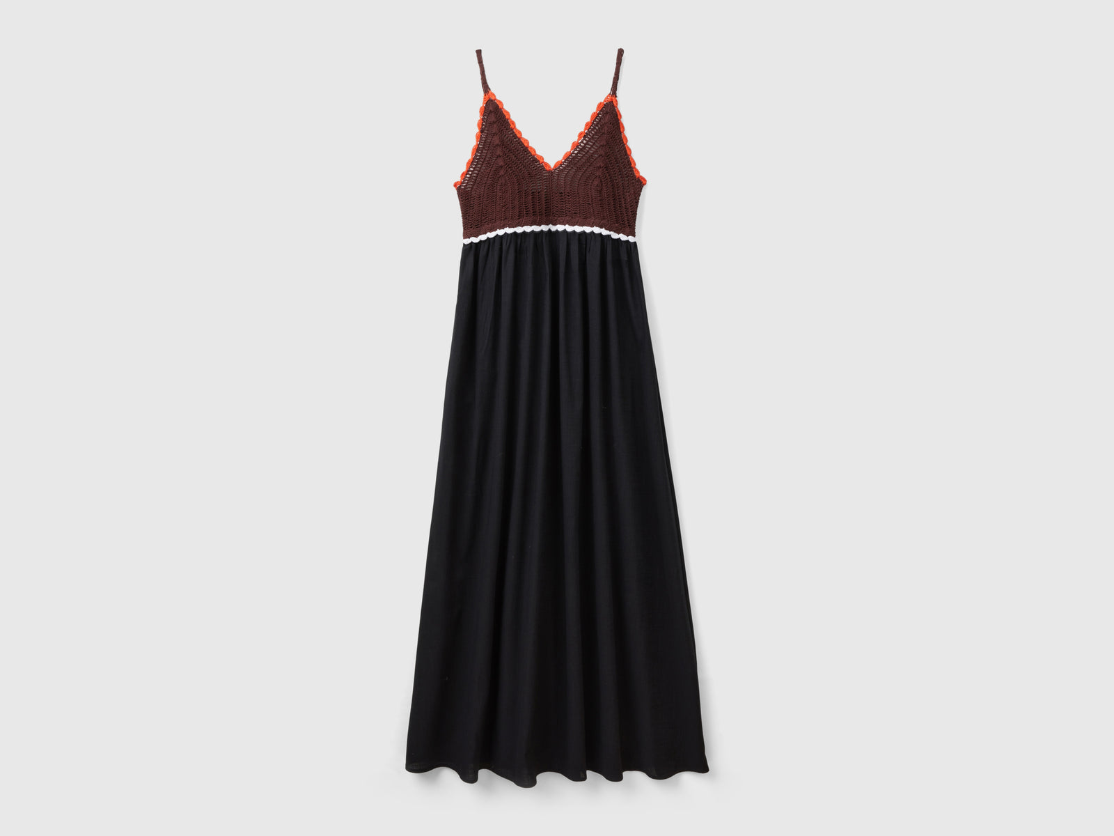 Dress with crochet top da donna nero | Benetton Outlet
