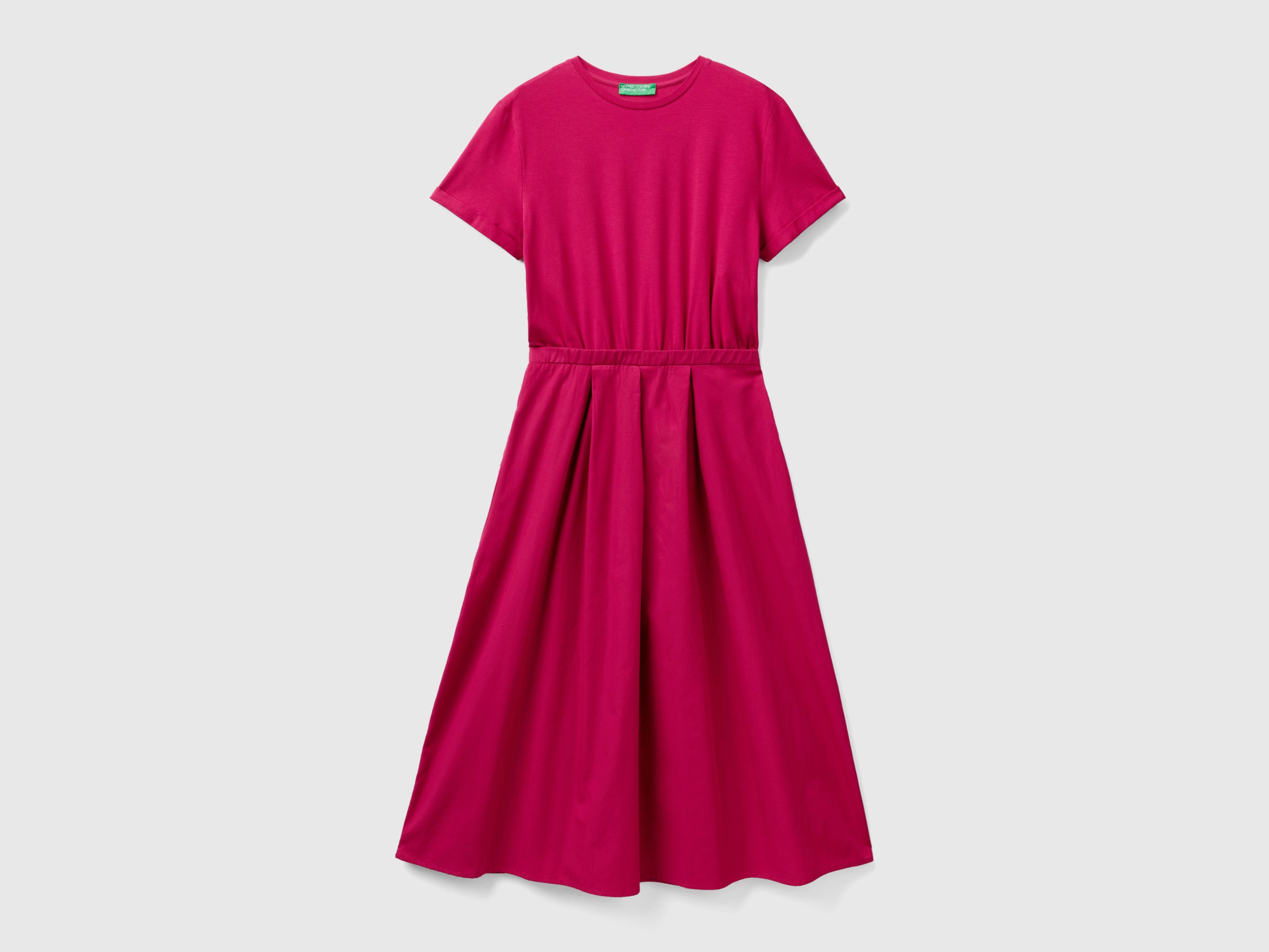 Vestito lungo in cotone da donna ciclamino Benetton Outlet