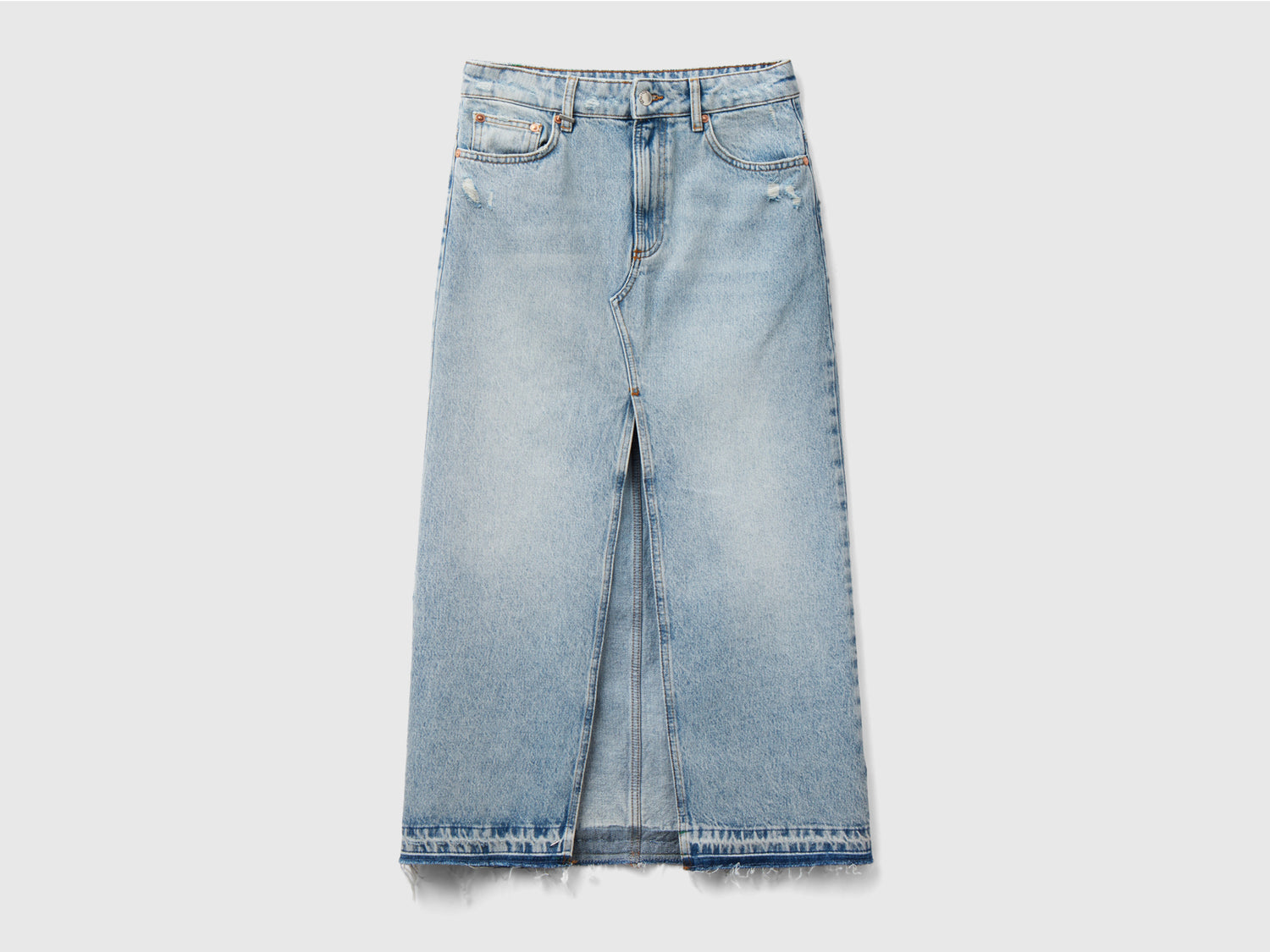 Gonna lunga di jeans da donna azzurro | Benetton Outlet