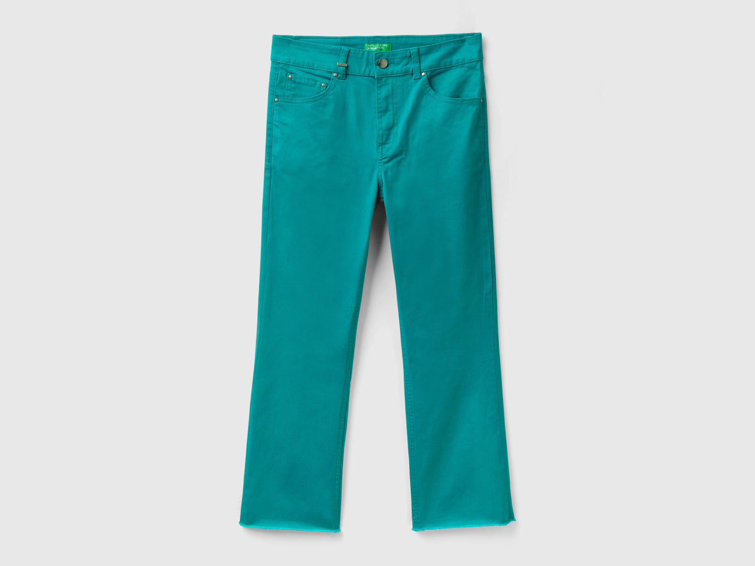 Pantaloni cropped cinque tasche da donna verde | Benetton Outlet