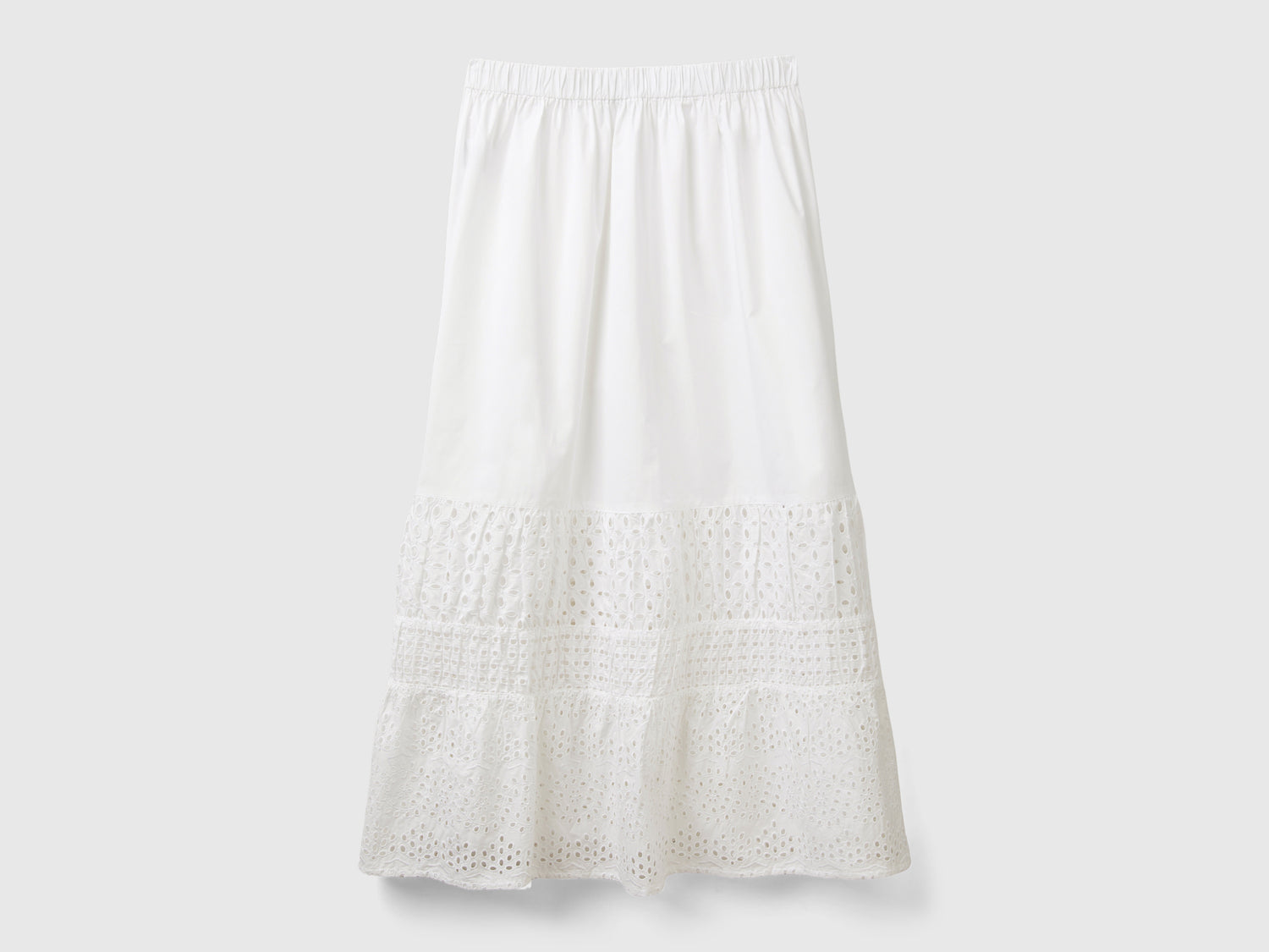 Gonna con ricami sangallo da donna bianco | Benetton Outlet