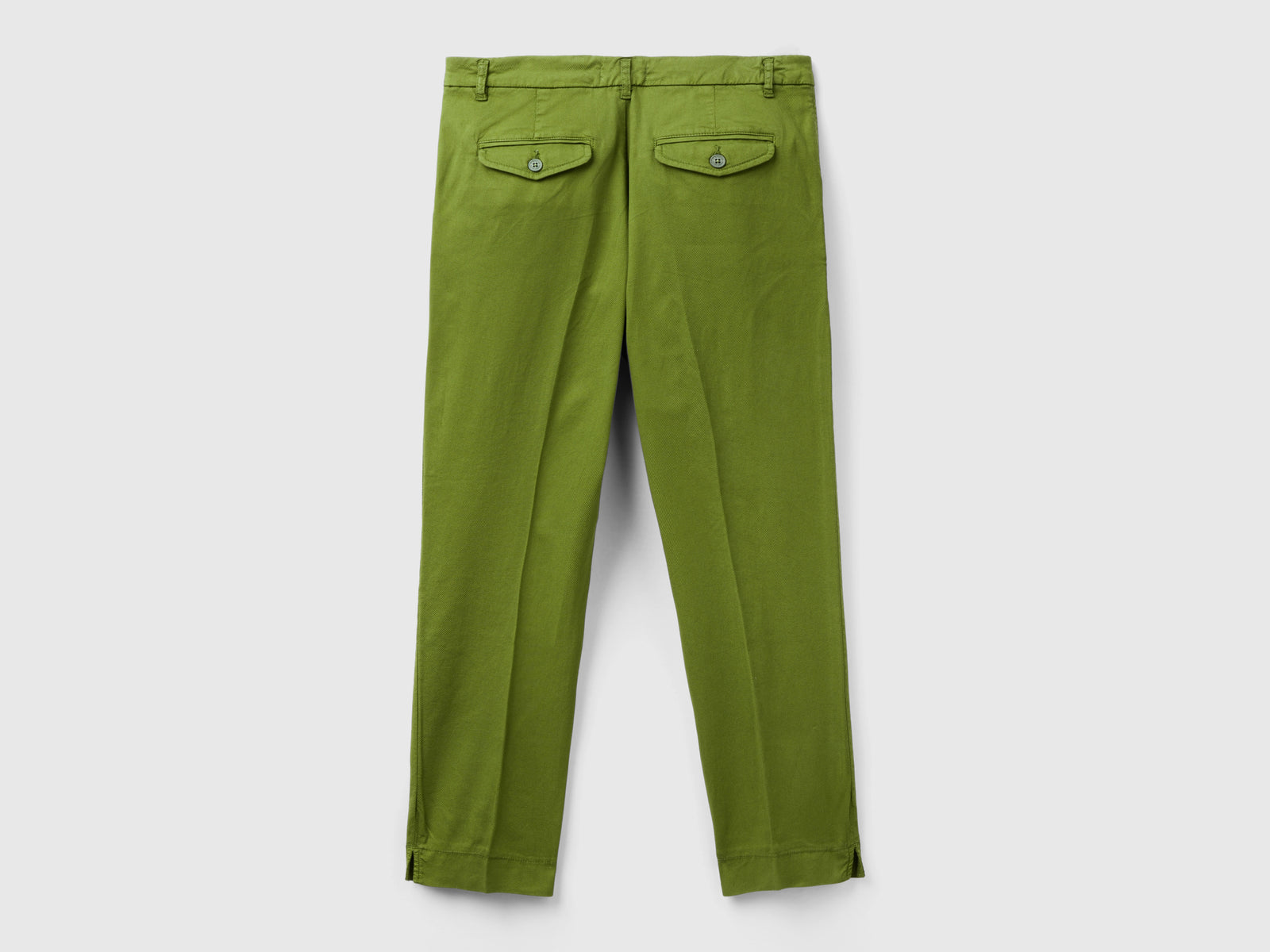 Stretch cotton cropped chinos da donna verde militare 2 | Benetton Outlet