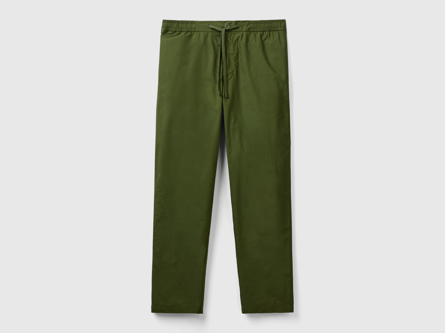 Canvas trousers with drawstring da uomo verde oliva | Benetton Outlet