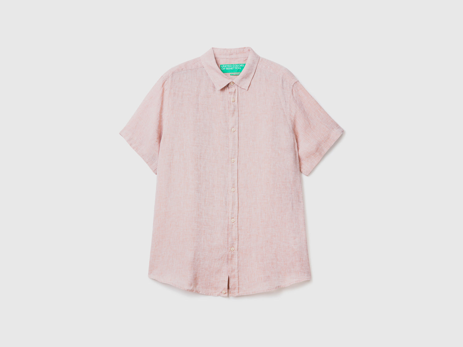 100% linen short sleeve shirt da uomo beige | Benetton Outlet