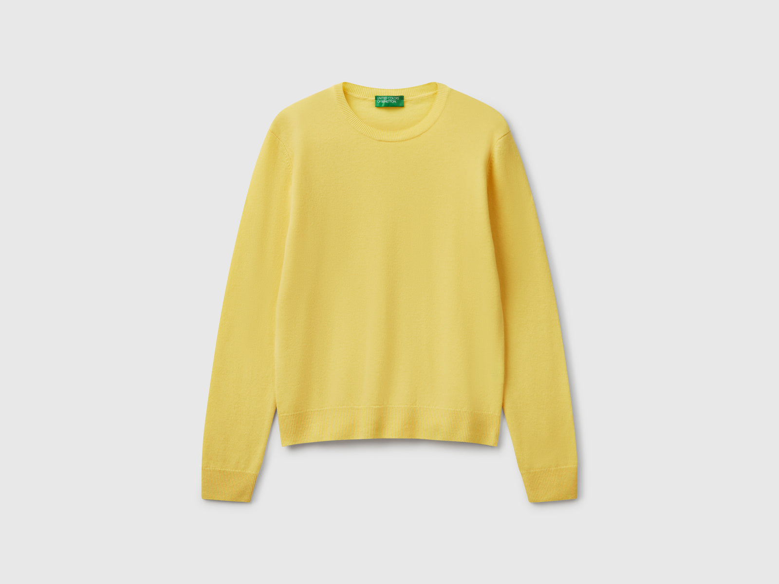 Merino wool crew neck sweater da donna giallo | Benetton Outlet