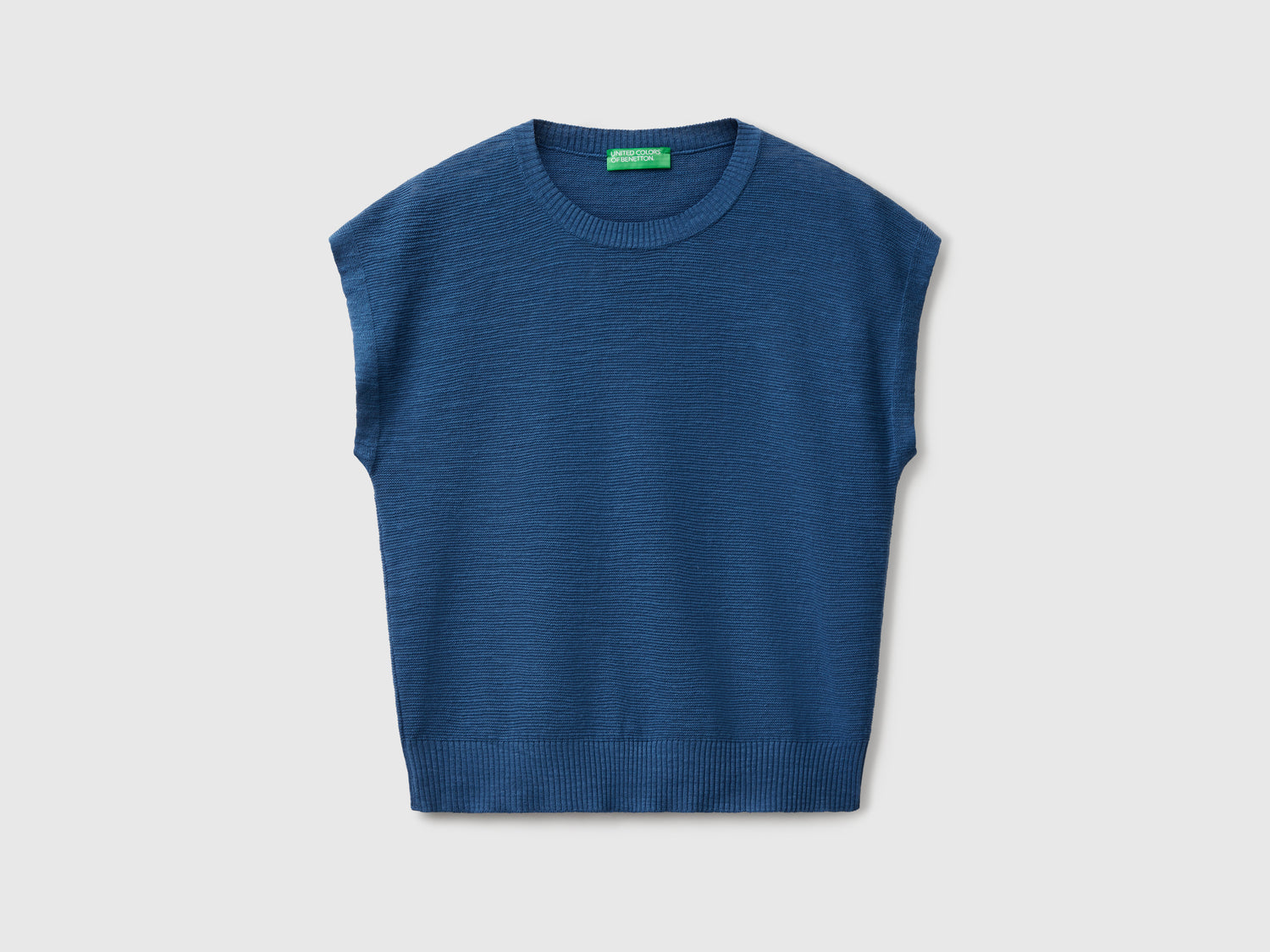 Cotton and linen blend vest da donna avio | Benetton Outlet