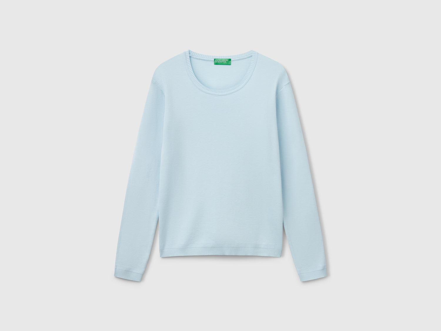 Crew neck sweater in pure cotton da donna celeste | Benetton Outlet
