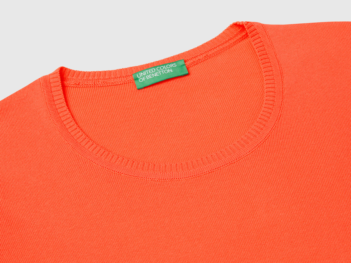 Crew neck sweater in pure cotton