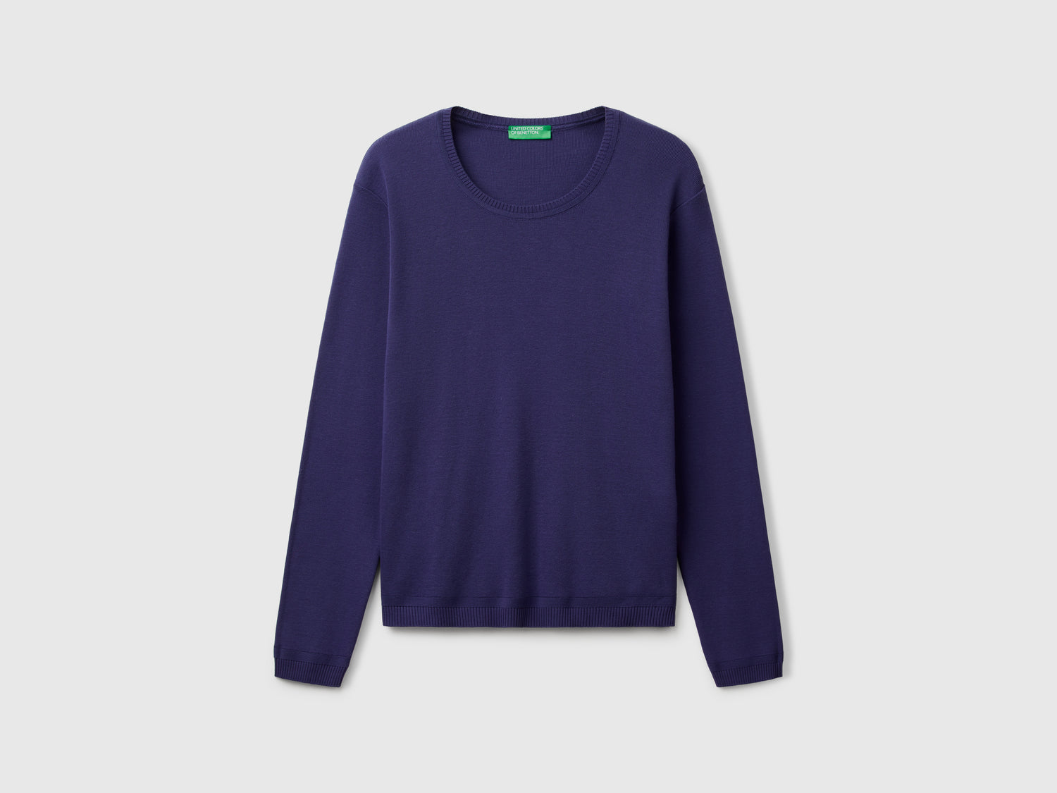 Crew neck sweater in pure cotton da donna blu | Benetton Outlet
