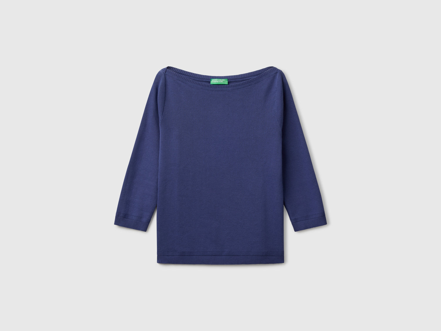 Maglia 100% cotone con scollo a barchetta da donna blu | Benetton Outlet