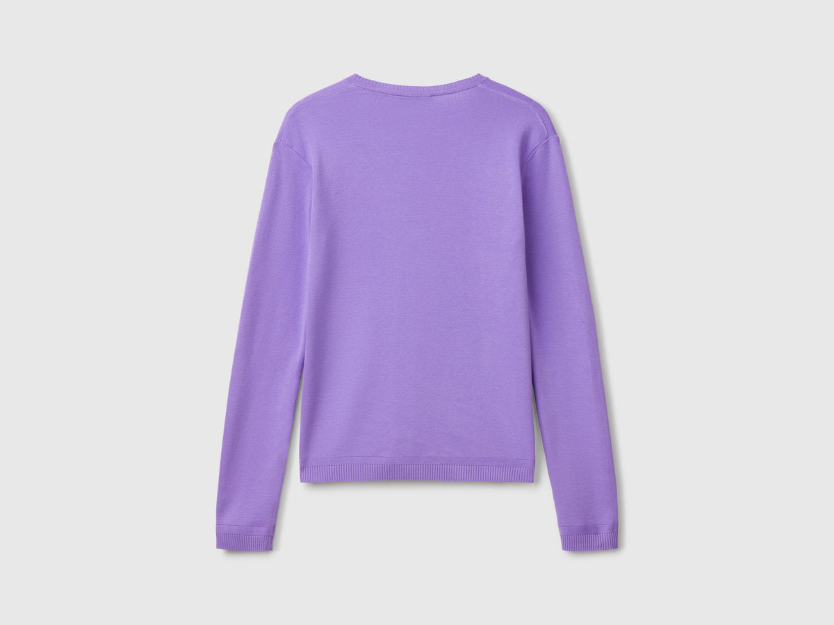 Pure cotton V-neck sweater