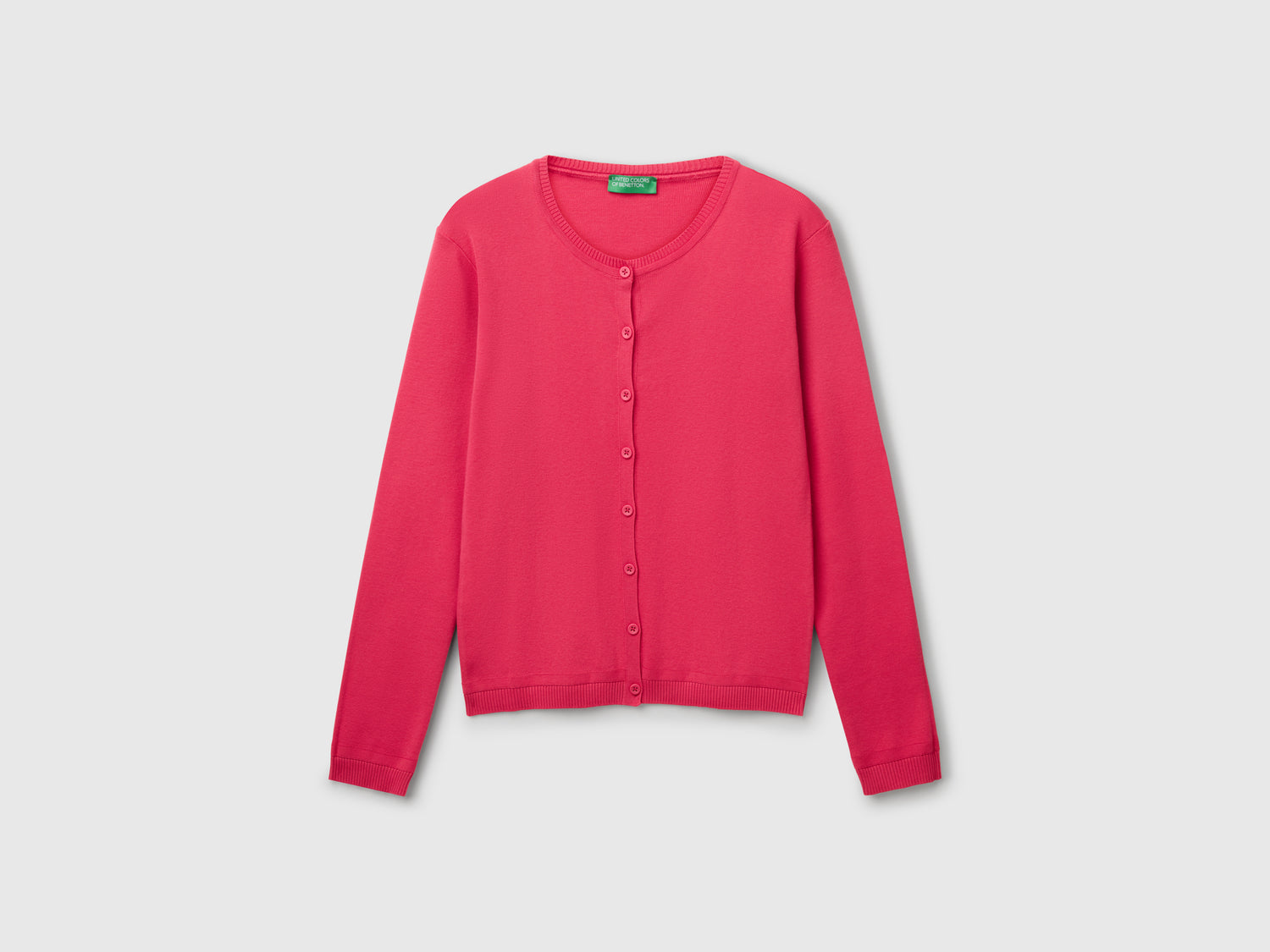 Crew neck cardigan in pure cotton da donna fragola | Benetton Outlet