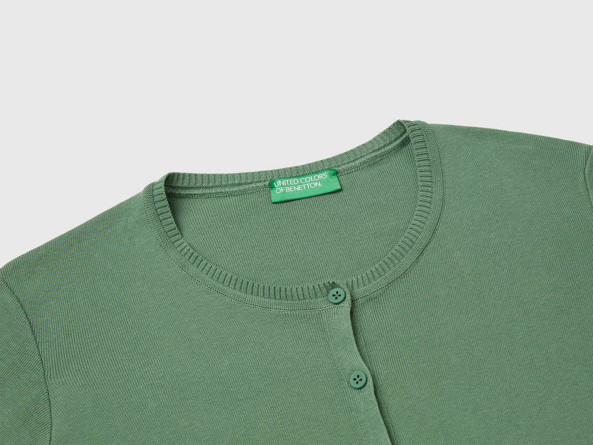 Crew neck cardigan in pure cotton